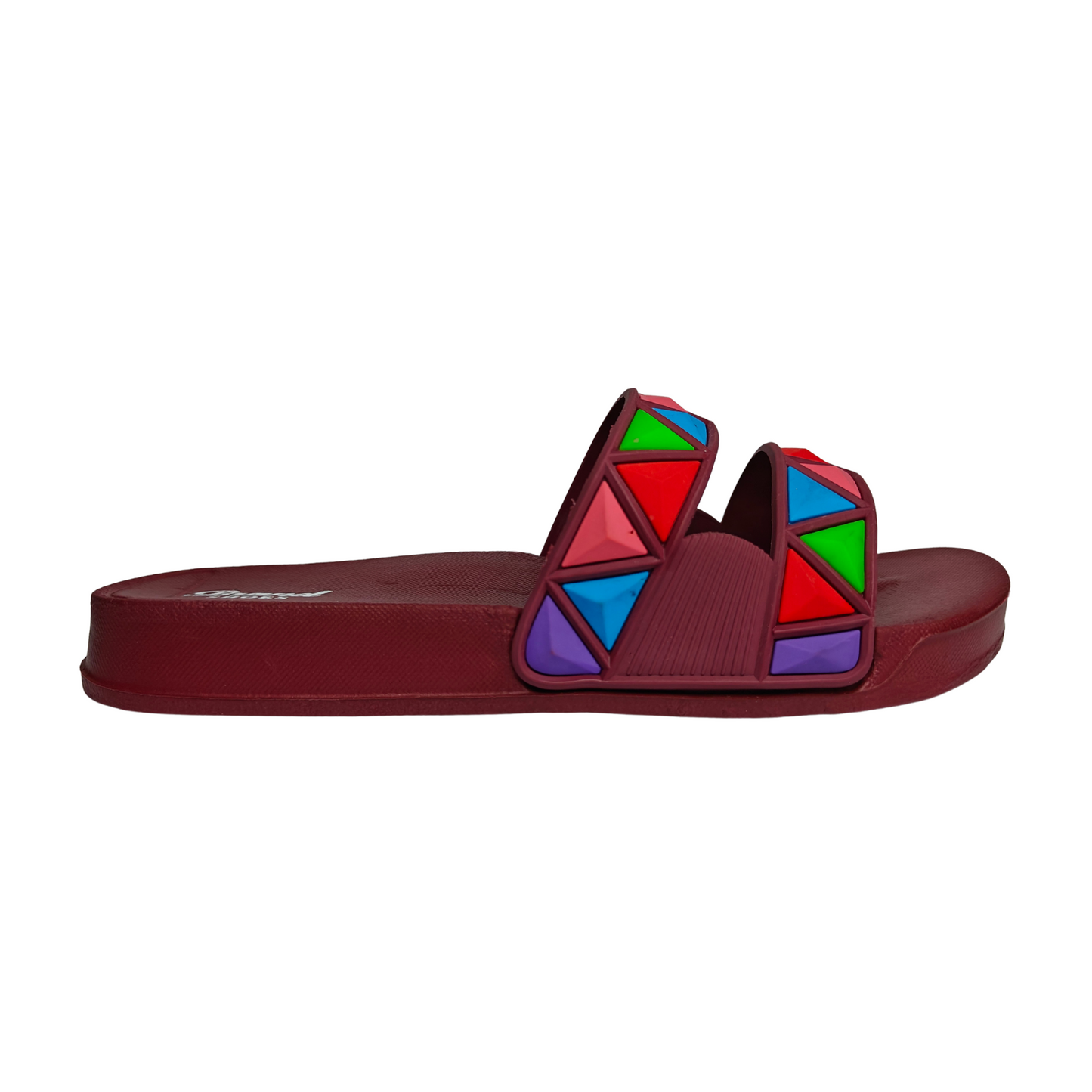 Maroon Geometric Slide Slipper