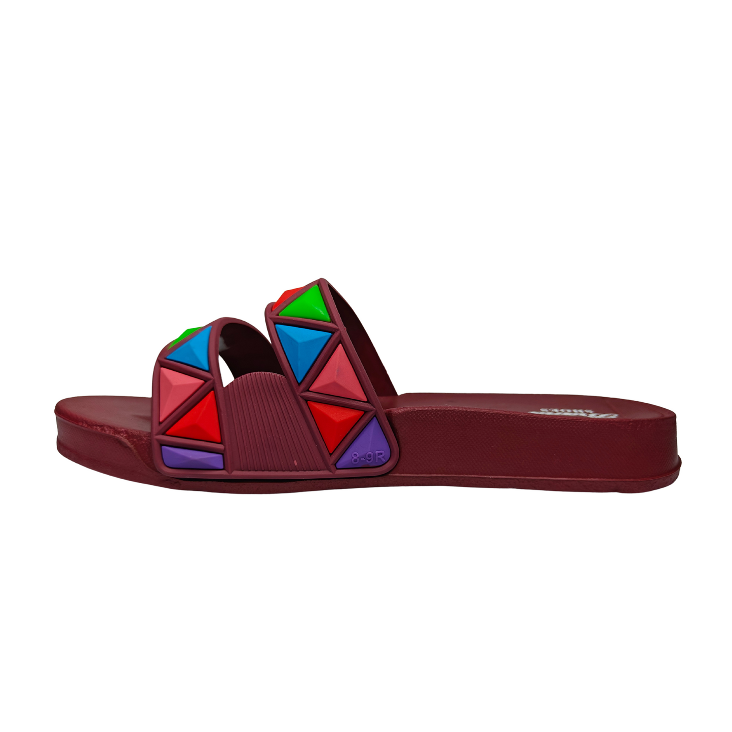 Maroon Geometric Slide Slipper