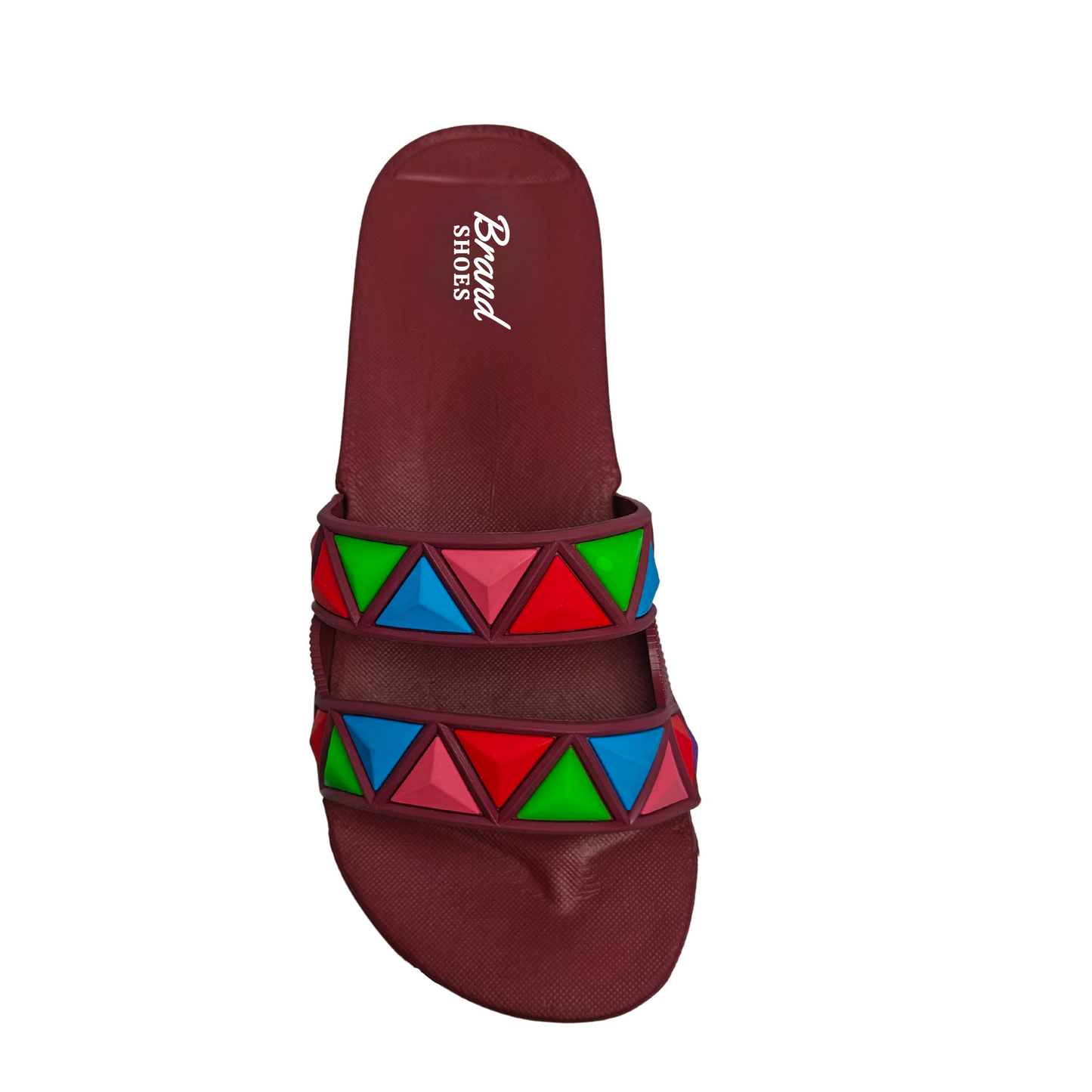 Maroon Geometric Slide Slipper