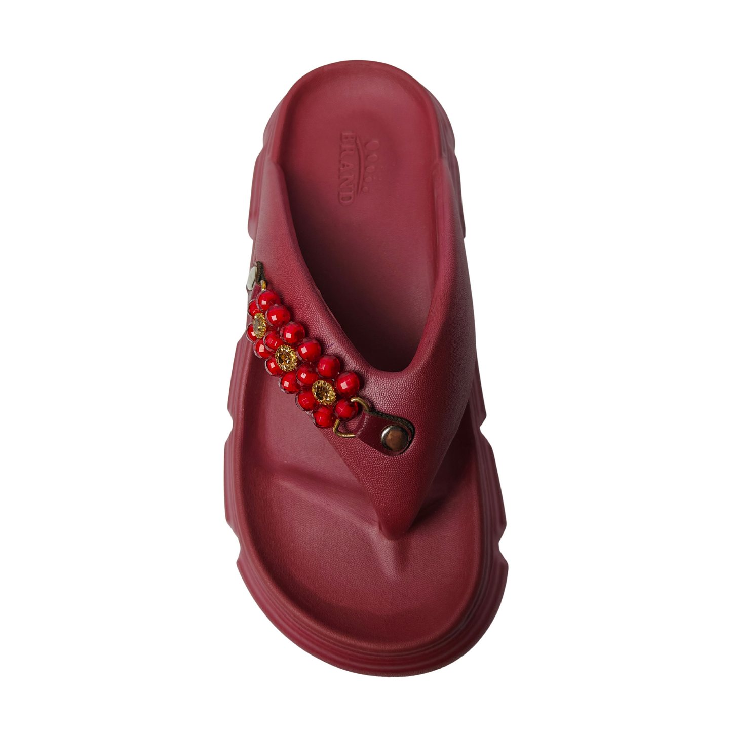 Berry Bold Bead-Embellished Platform Flip-Flop