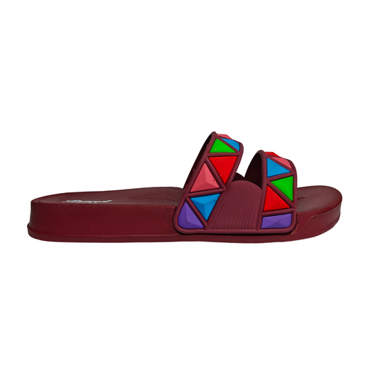Maroon Geometric Slide Slipper